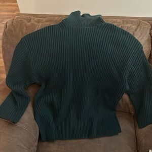 Green Ribbed H & M Turtleneck Sweater